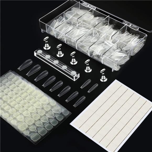 500 Pcs Fake Press On Nails Tips Full Cover False Nails Clear Nail Tips 5 Pcs